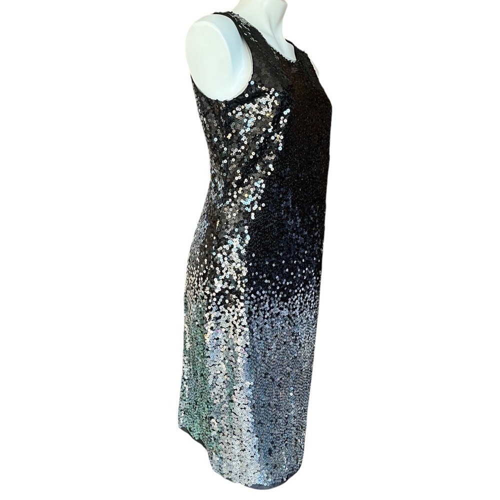New York & Co Black Silver Sequin Cocktail Dress Medium New - Picture 2 of 10